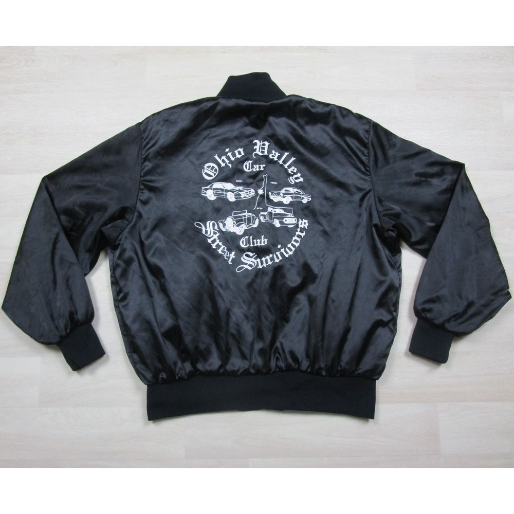 Vintage 80s Ohio Valley Car Club Satin Bomber Jacket (L) "John" Street Survivors